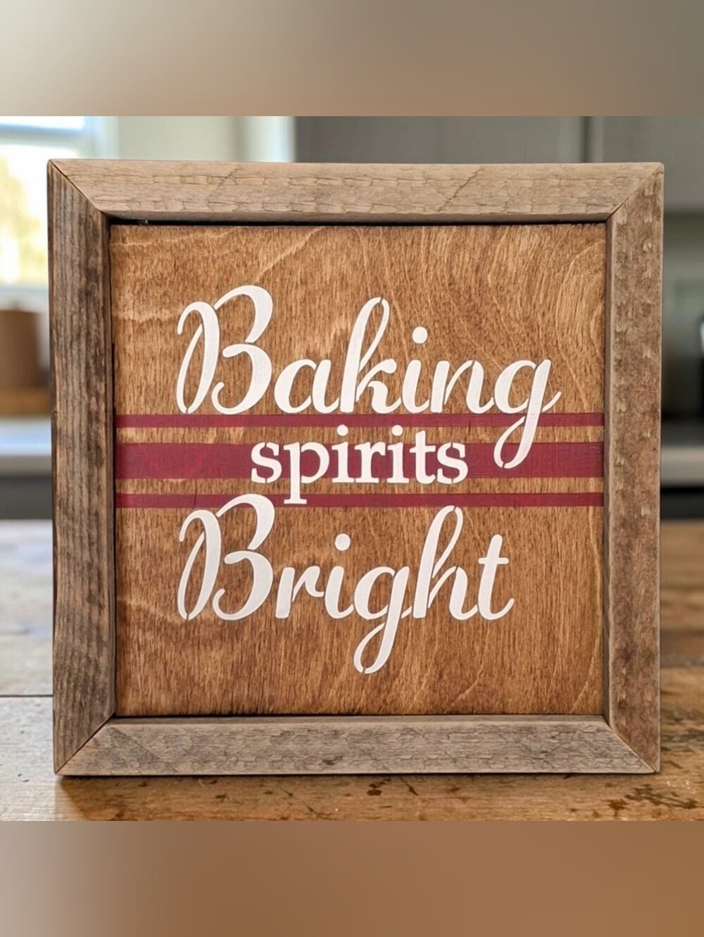Baking Spirits Bright Painted Wood Christmas Sign Holiday Cheer Shelf Leaner